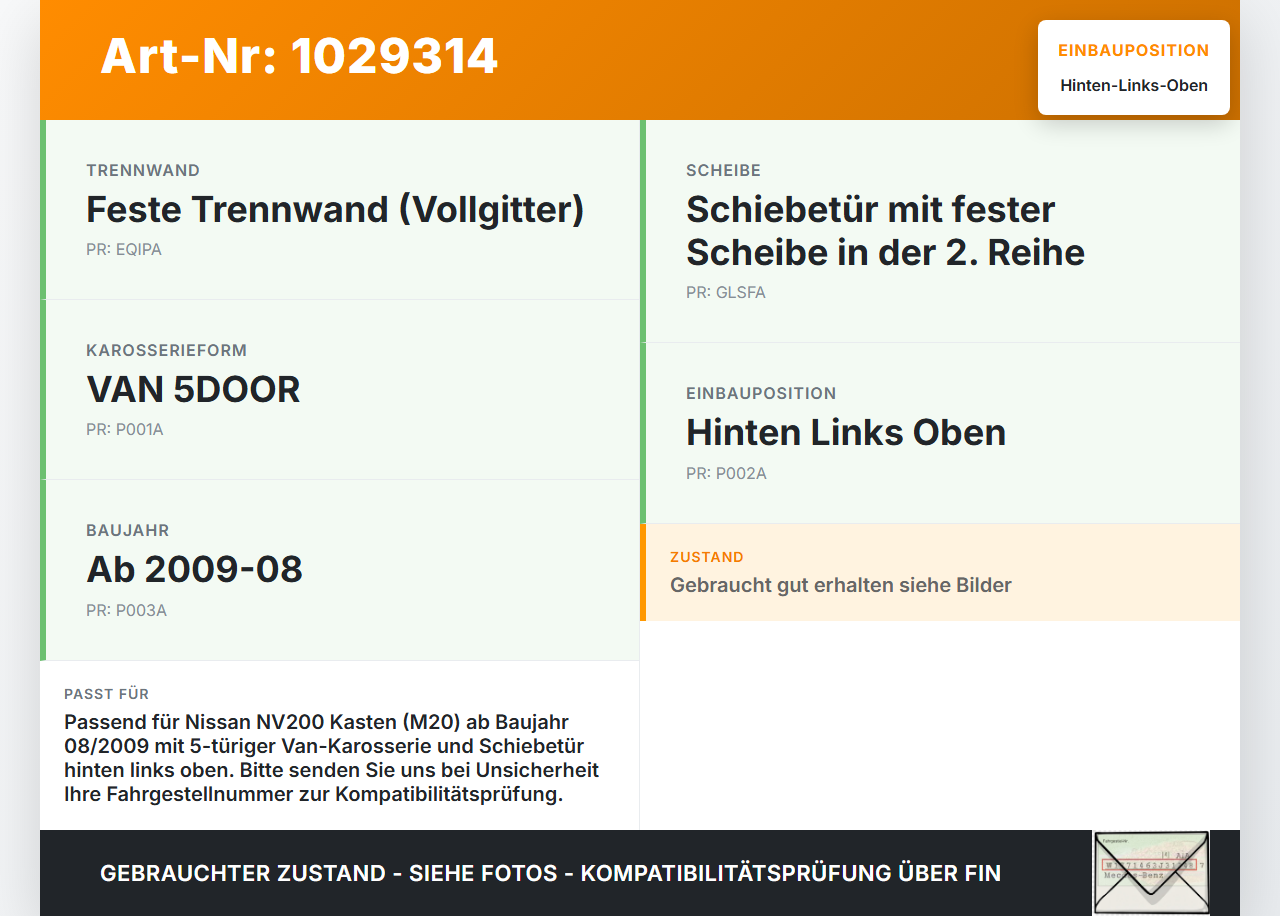 Nissan NV200 09-21 Kasten Führungsrolle Scharnier Schiebetür Hinten Links Oben Nissan NV200 09-21 01.08.2010... Vorschau 3