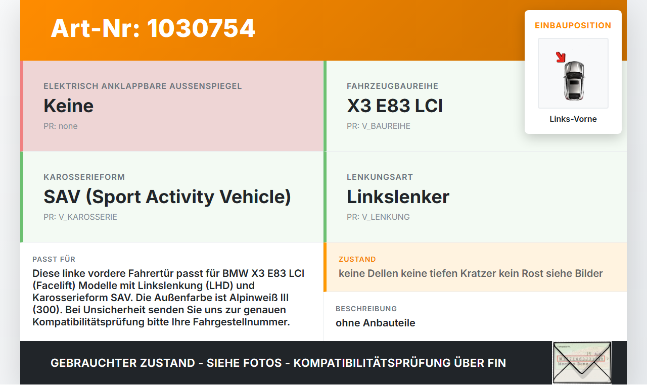 Mitsubishi ASX GAW 16-19 Tür Fahrertür Links Vorne  W13B Mitsubishi ASX GAW 16-19 15.09.2017 3451015 gebraucht Vorschau 3