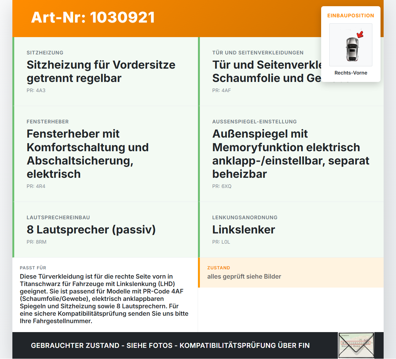 VW Golf VI 6 1K Variant 09-13 Kombi Türverkleidung Türpappe Rechts Vorne VW Golf VI 6 1K Variant 09-13 07.10.2010... Vorschau 3