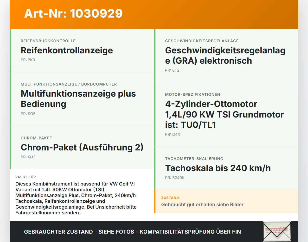 VW Golf VI 6 1K Variant 09-13 TSI 1,4 90KW Kombiinstrument Tacho Benzin MFA Chromringe VW Golf VI 6 1K Variant... Vorschau 3