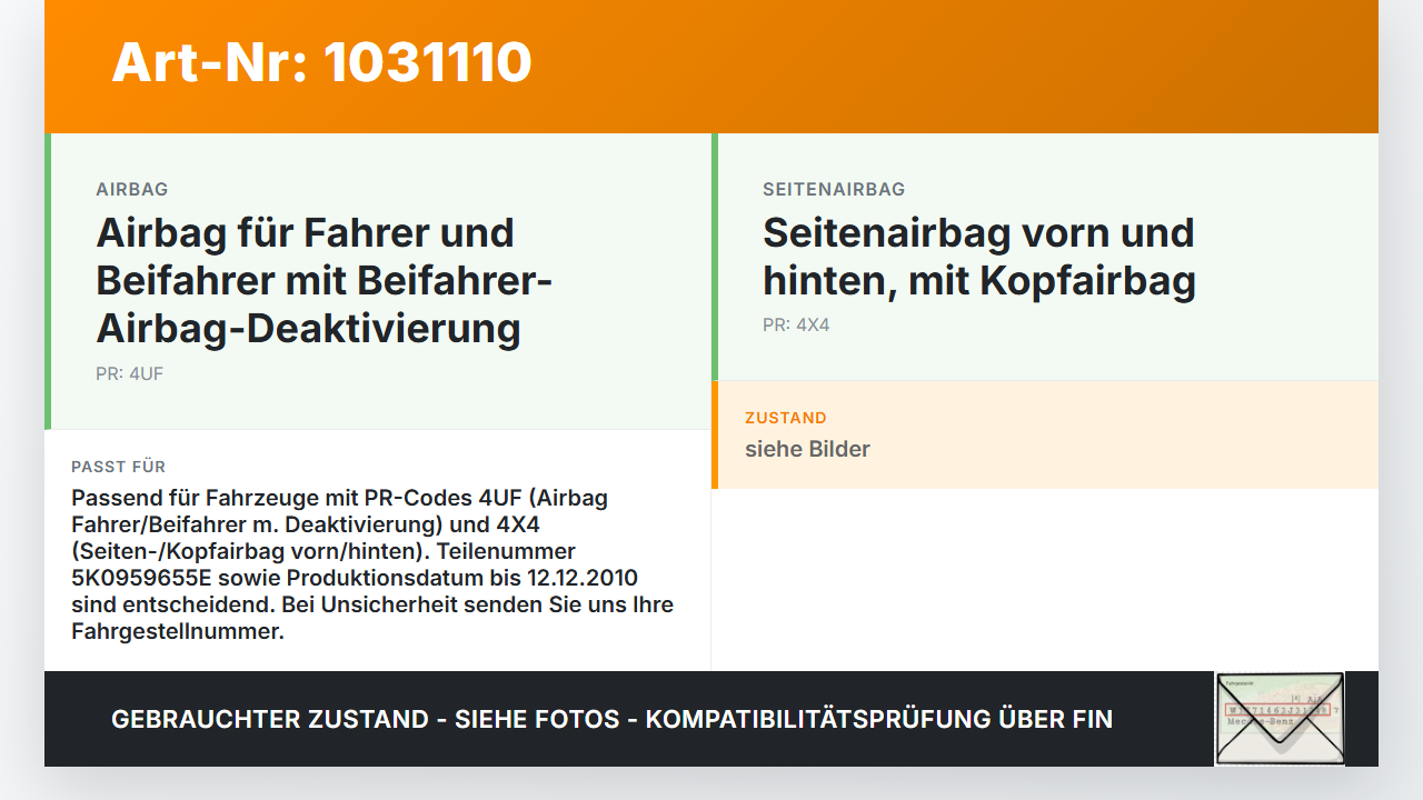 VW Golf VI 6 1K Variant 09-13 Airbag SG ECU Steuergerät Airbagsteuergerät VW Golf VI 6 1K Variant 09-13 07.10.2010... Vorschau 3