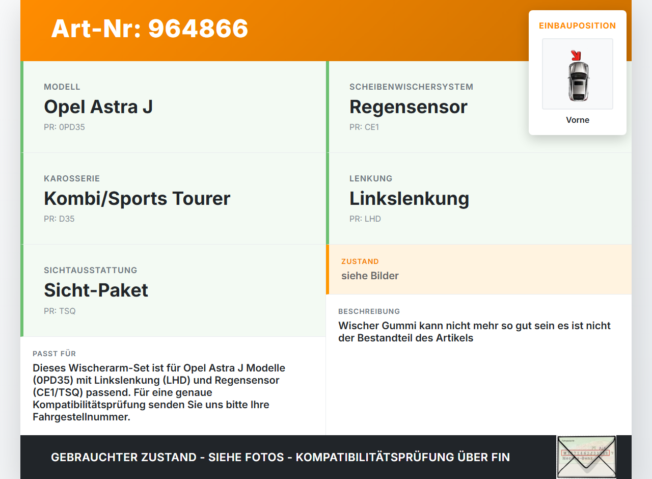 Opel Astra J 12-18 2x Scheibenwischer Wischarm Vorne Opel Astra J 12-18 02.10.2014 gebraucht Vorschau 3