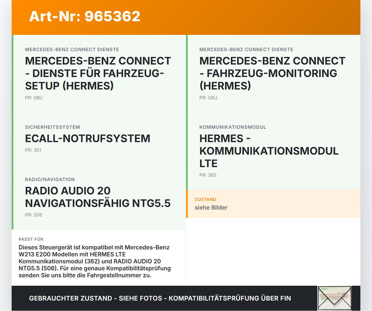 Mercedes W213 E200 16-20 Steuergerät ECU Modul SG LTE Remote Hermes 1.5 Mercedes W213 E200 16-20 09.11.2018... Vorschau 3