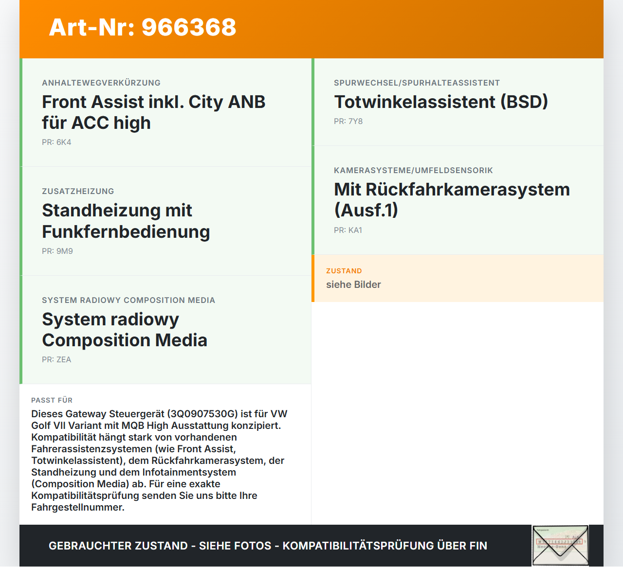 VW Golf VII 7 Variant 17-20 Steuergerät ECU SG Gateway GW MQB High VW Golf VII 7 Variant 17-20 25.10.2017... Vorschau 3