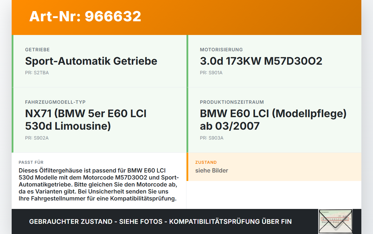 BMW E60 530d LCI 07-10 3,0d 173KW M57D30O2 Ölfiltergehäuse Gehäuse Halter für Ölfilter BMW E60 530d LCI 07-10... Vorschau 3