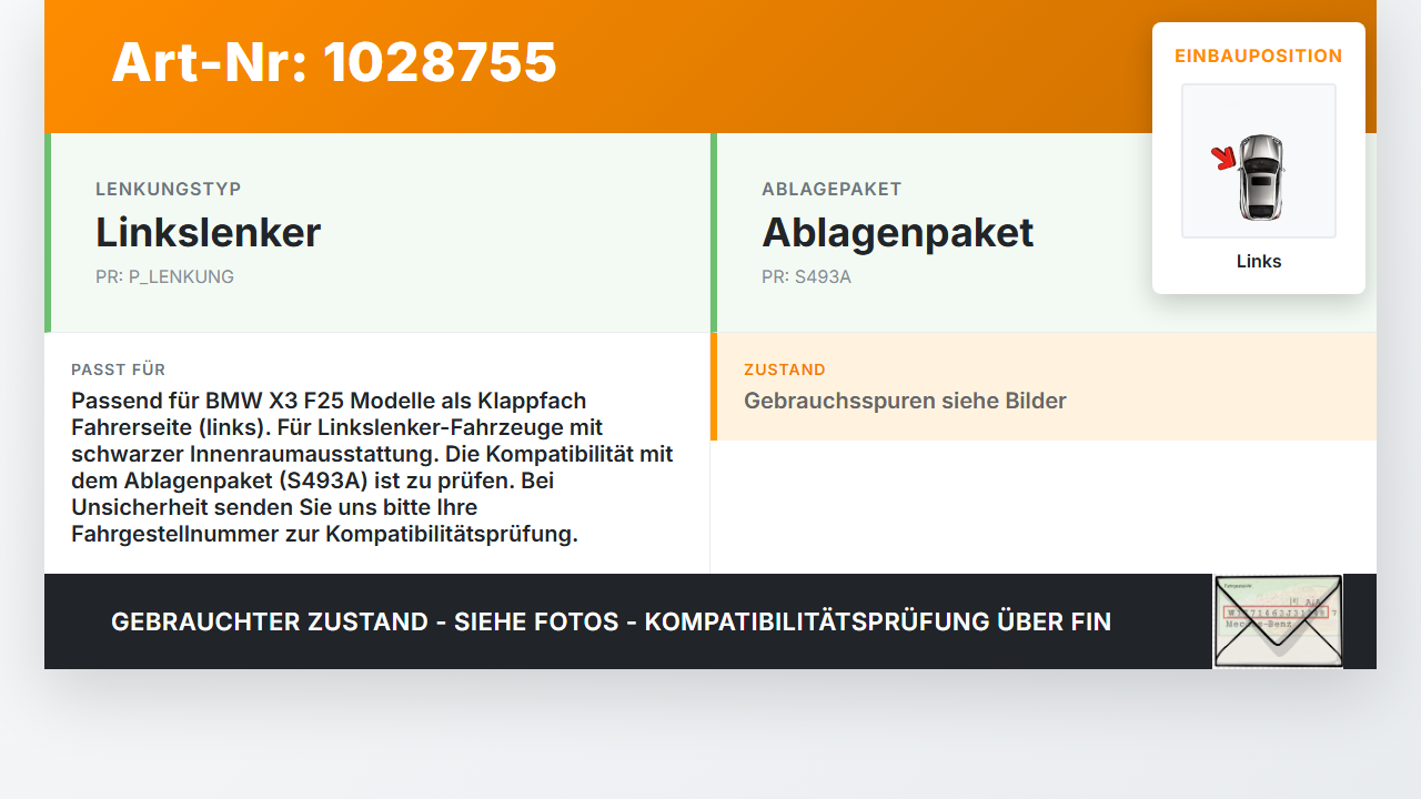 BMW X3 F25 10-14 Ablagefach Staufach Fach Links Abdeckung Wartungsklappe BMW X3 F25 10-14 30.03.2011 9212921... Vorschau 3