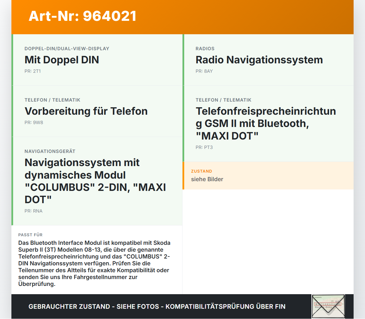 Skoda Superb II 3T 08-13 Steuergerät ECU Modul Bluetooth Interface SG Skoda Superb II 3T 08-13 02.03.2012... Vorschau 3