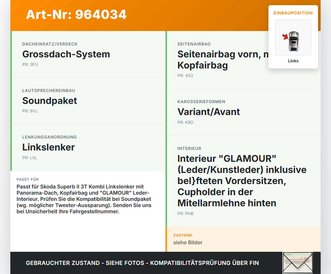 Skoda Superb II 3T 08-13 Kombi Verkleidung für A-Säule Links innen Skoda Superb II 3T 08-13 02.03.2012 3T0837973... Vorschau 3