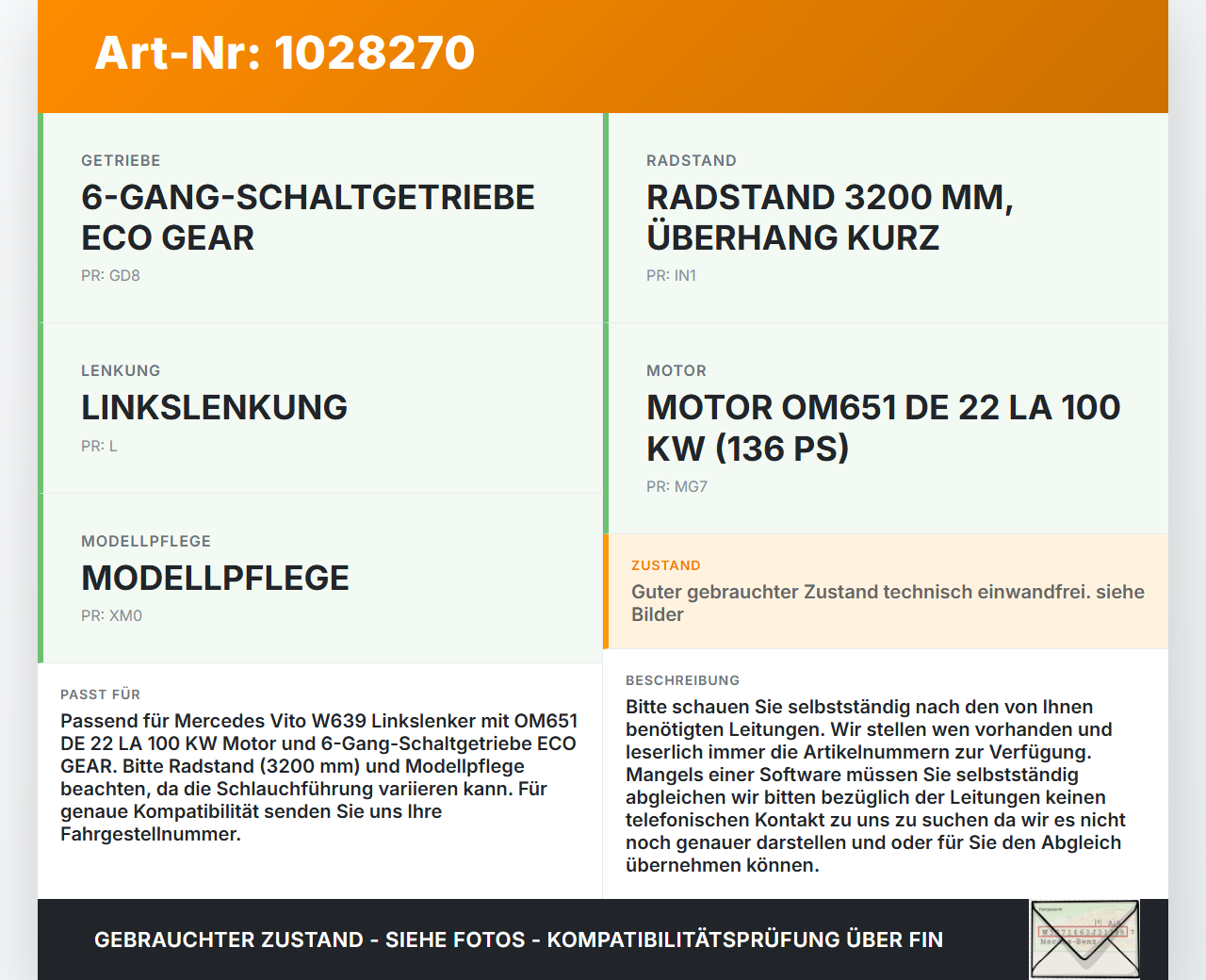 Mercedes Vito W639 10-14 CDI 2,2 100KW Servo Schlauch Servoleitung Mercedes Vito W639 10-14 26.06.2013 A6394663324... Vorschau 3