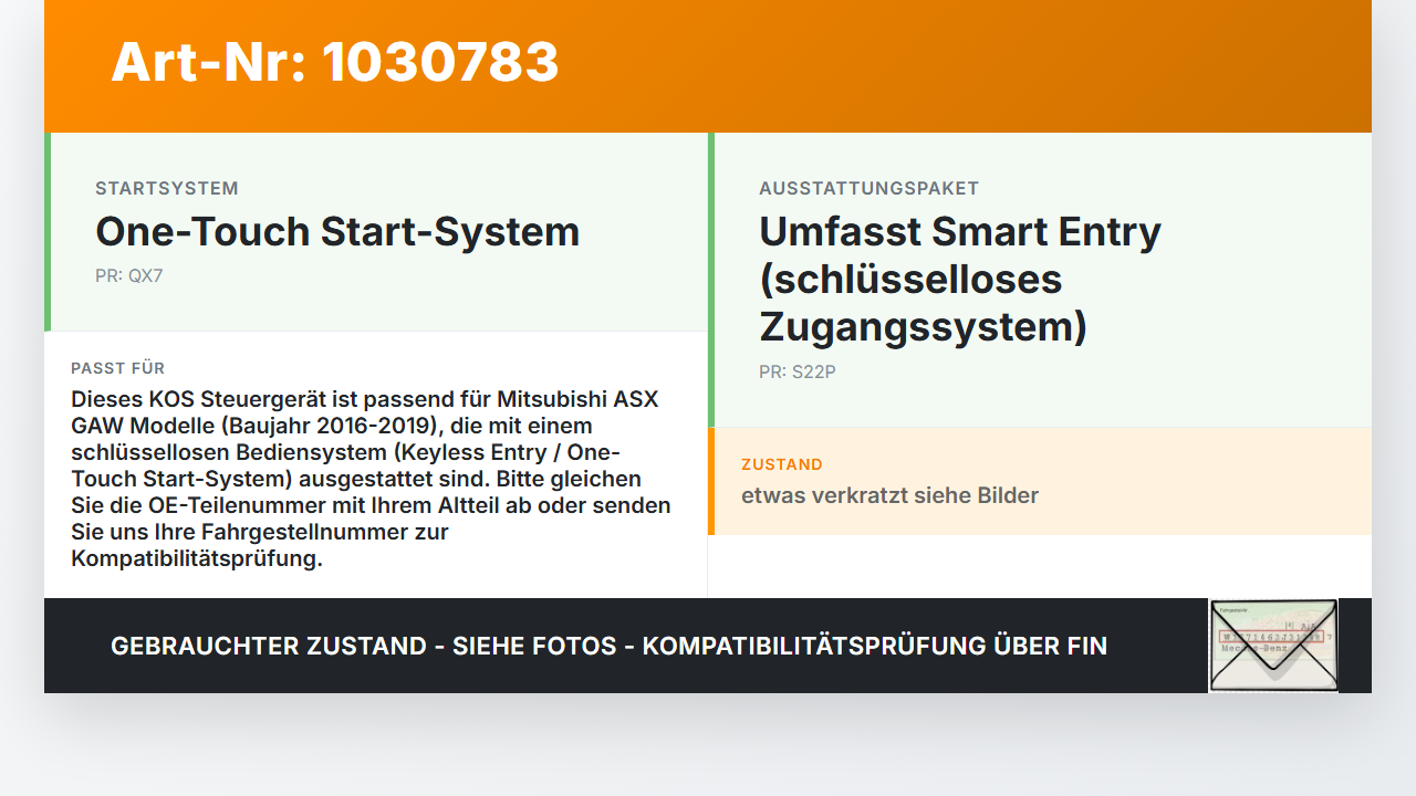 Mitsubishi ASX GAW 16-19 KOS Steuergerät Keyless Entry Zentralverriegelung Mitsubishi ASX GAW 16-19 15.09.2017... Vorschau 3