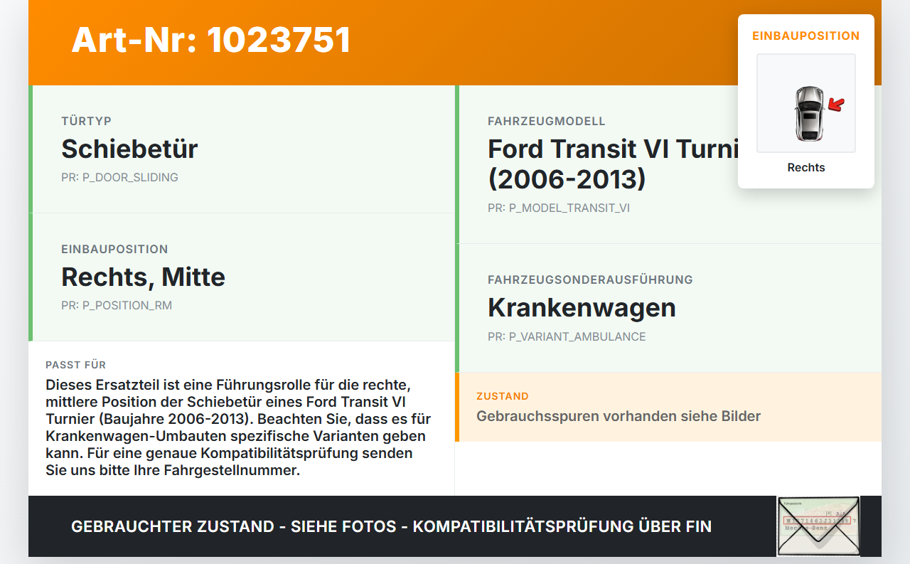 Ford Transit VI 06-13 Turnier Führungsrolle für Schiebetür Rechts Mitte Ford Transit VI 06-13 26.11.2010... Vorschau 3
