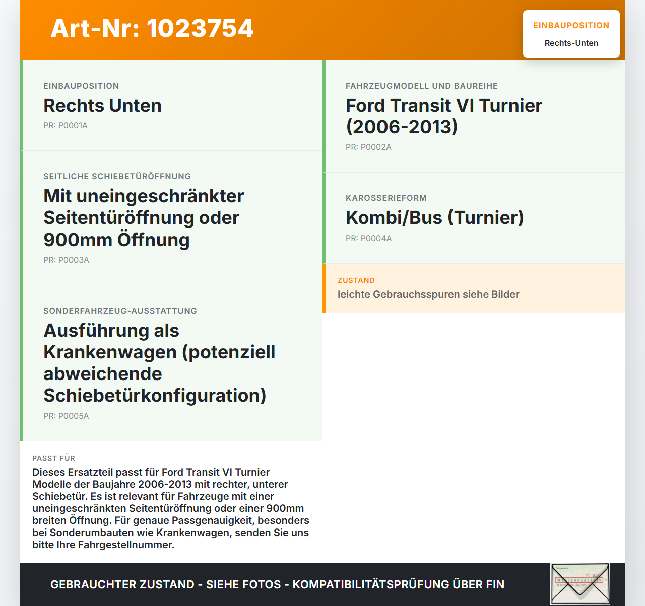 Ford Transit VI 06-13 Turnier Führungsrolle für Schiebetür Rechts Unten Ford Transit VI 06-13 26.11.2010... Vorschau 3