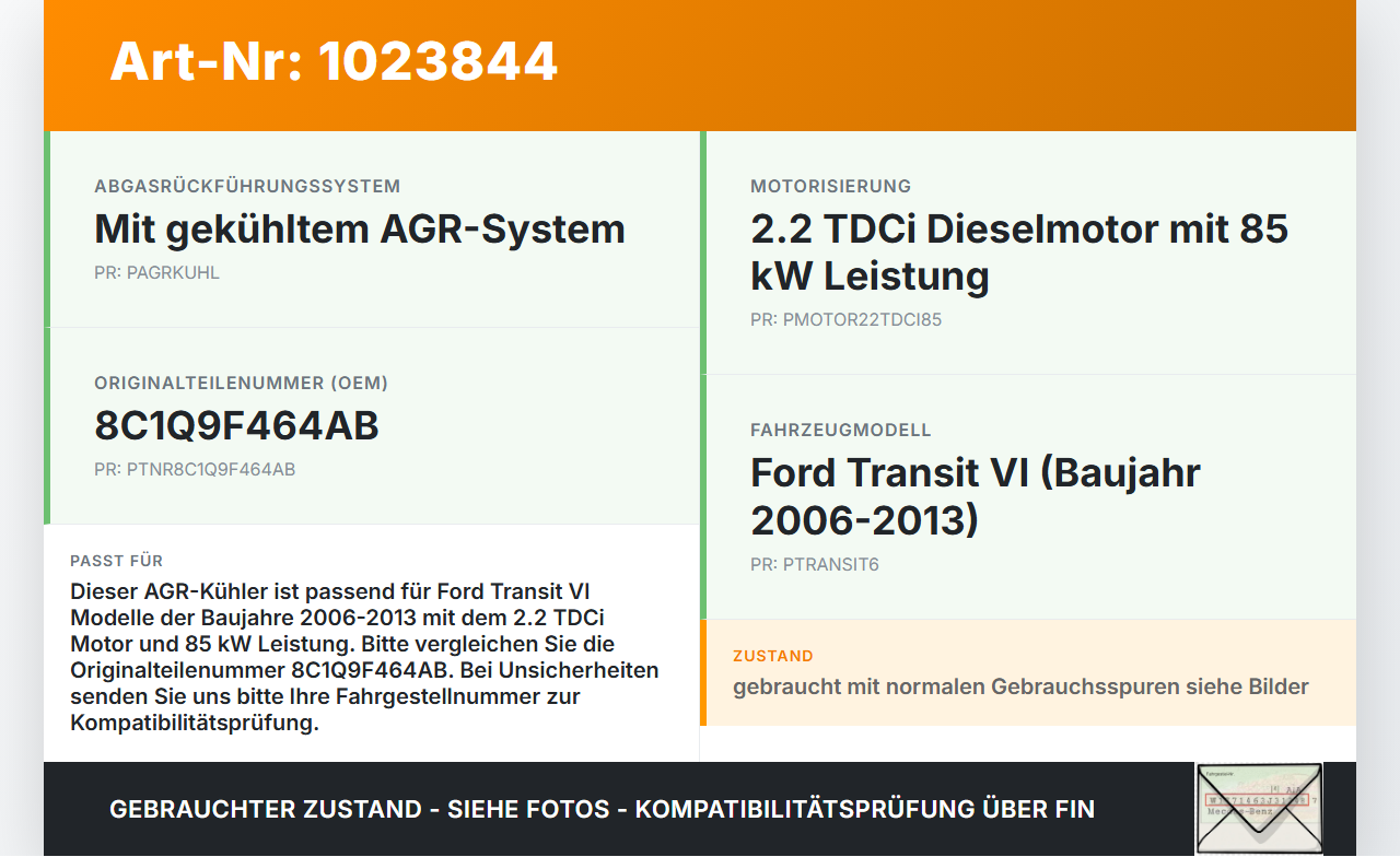 Ford Transit VI 06-13 TDCi 2,2 85KW AGR Kühler Wärmetauscher Abgaskühlung Abgasrückführung Ford Transit VI 06-13... Vorschau 3