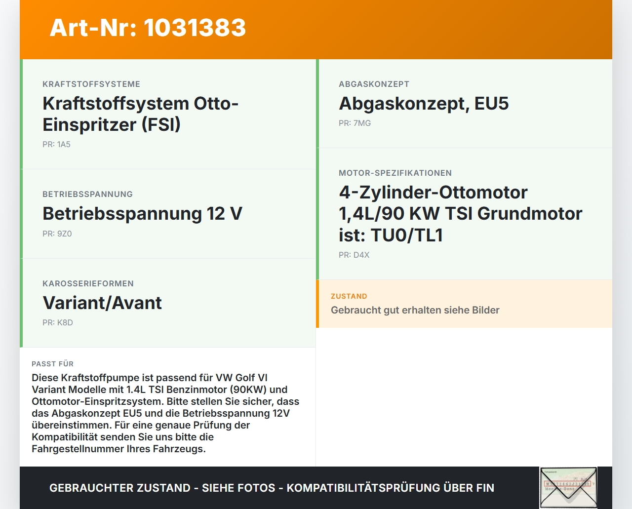 VW Golf VI 6 1K Variant 09-13 TSI 1,4 90KW Kraftstoffpumpe Kraftstoff Förderpumpe Tankgeber VW Golf VI 6 1K Variant... Vorschau 3
