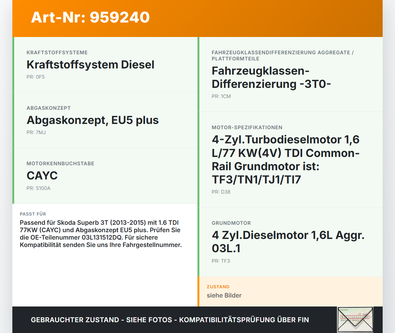 Skoda Superb 3T 13-15 TDI 1,6 77KW Abgaskühlung für AGR Skoda Superb 3T 13-15 26.03.2014 03L131512DQ gebraucht Vorschau 3