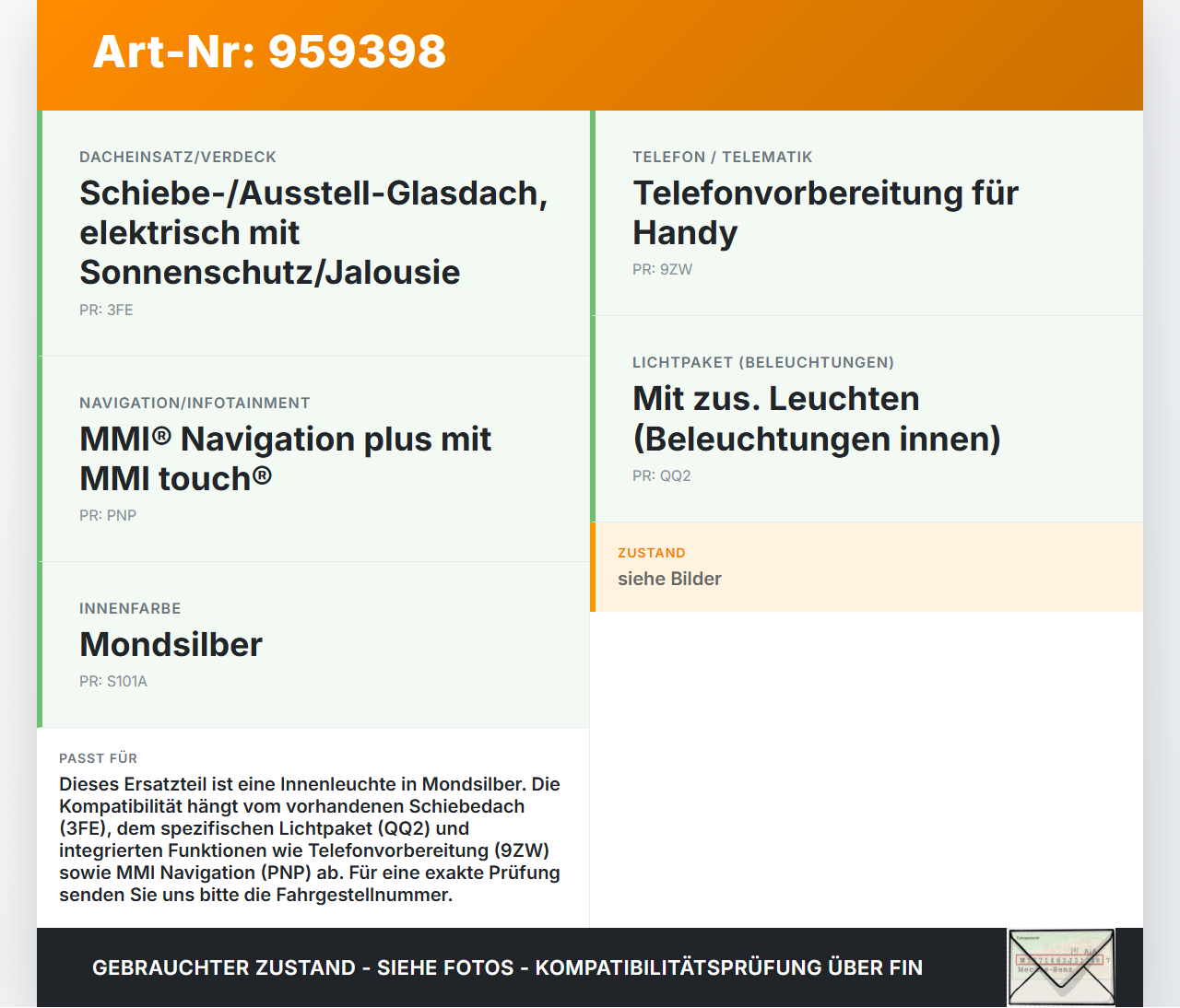 Audi A6 4G C7 10-14 Innenleuchte Innenraumleuchte Mondsilber Audi A6 4G C7 10-14 13.02.2012 4G0947135F... Vorschau 3