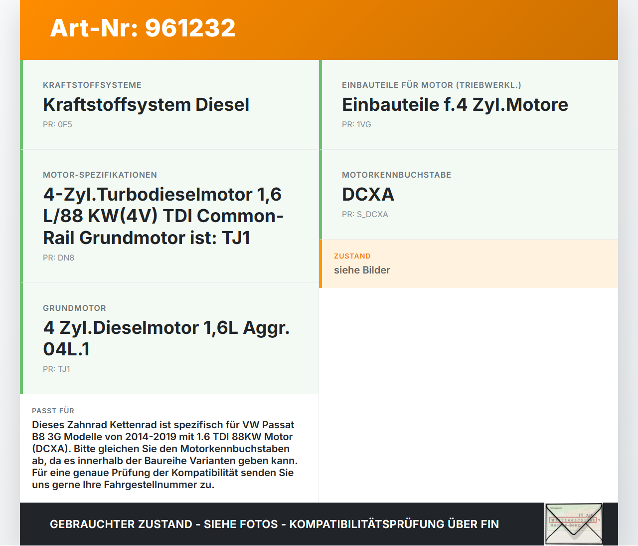VW Passat B8 3G 14-19 TDI 1,6 88KW DCXA Zahnrad VW Passat B8 3G 14-19 07.03.2016 04L105021D gebraucht Vorschau 3