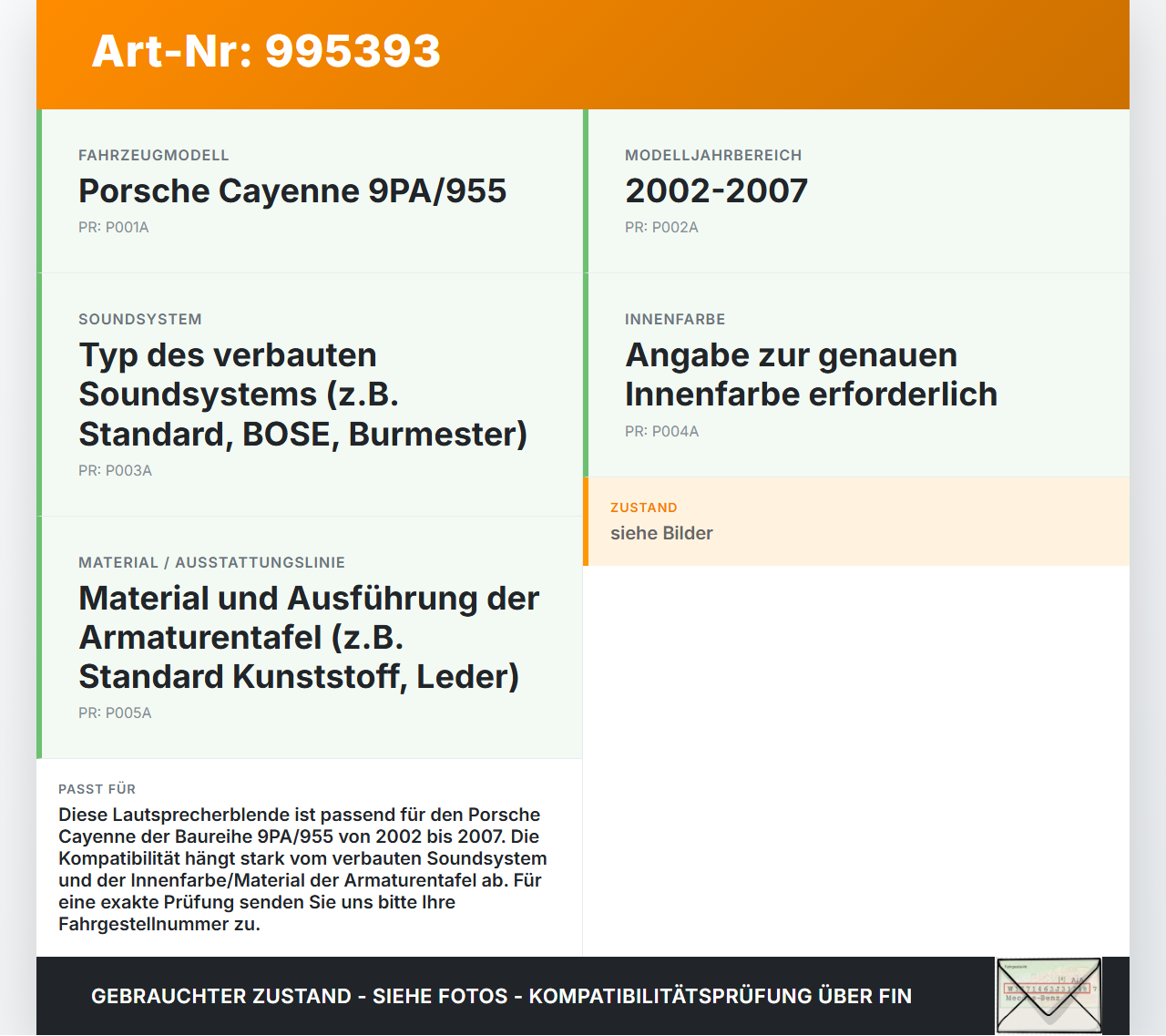 Porsche Cayenne 9PA 955 02-07 Lautsprecherblende Abdeckung für Center Lautsprecher Porsche Cayenne 9PA 955 02-07... Vorschau 3