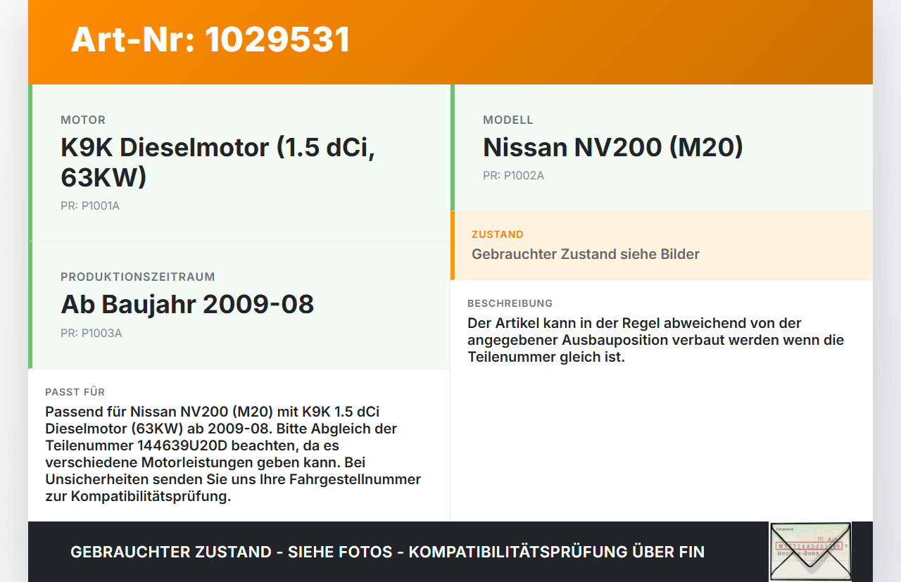 Nissan NV200 09-21 dCi 1,5 63KW Ansaugrohr Ladeluftschlauch Luftschlauch Pos.1 Nissan NV200 09-21 01.08.2010... Vorschau 3