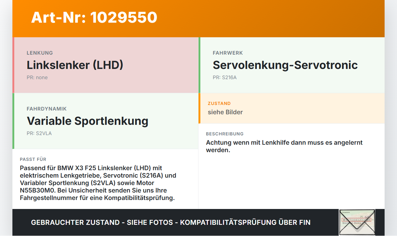 BMW X3 F25 10-14 Lenkgetriebe Servolenkung Variable Sportlenkung BMW X3 F25 10-14 30.03.2011 6864490 32106864490... Vorschau 3