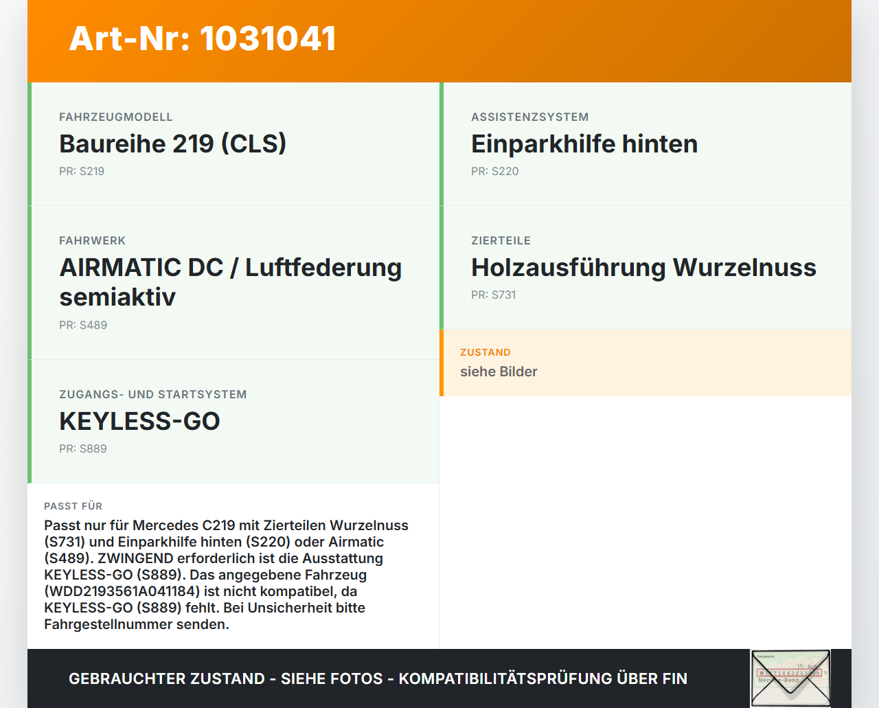 Mercedes C219 CLS 350 04-08 Blende Schaltkulisse Wurzelnuss Matt Keyless Go Mercedes C219 CLS 350 04-08 09.12.2005... Vorschau 3