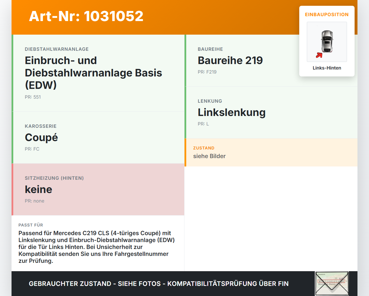 Mercedes C219 CLS 350 04-08 Steuergerät SG Türsteuergerät Links Hinten Mercedes C219 CLS 350 04-08 09.12.2005... Vorschau 3
