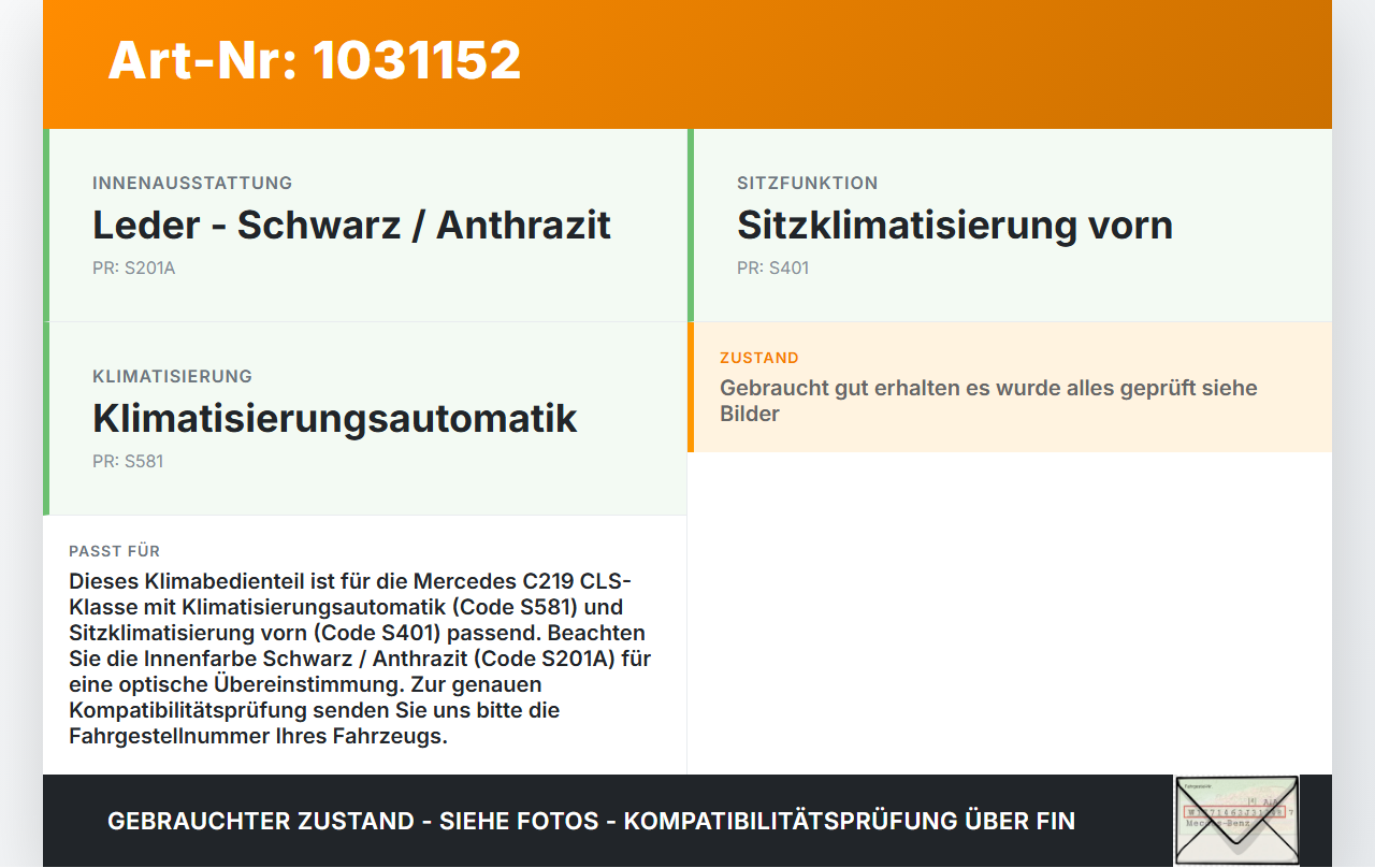 Mercedes C219 CLS 350 04-08 Klimabedienteil Klimaautomatik Bedienteil Heizung Mercedes C219 CLS 350 04-08... Vorschau 3