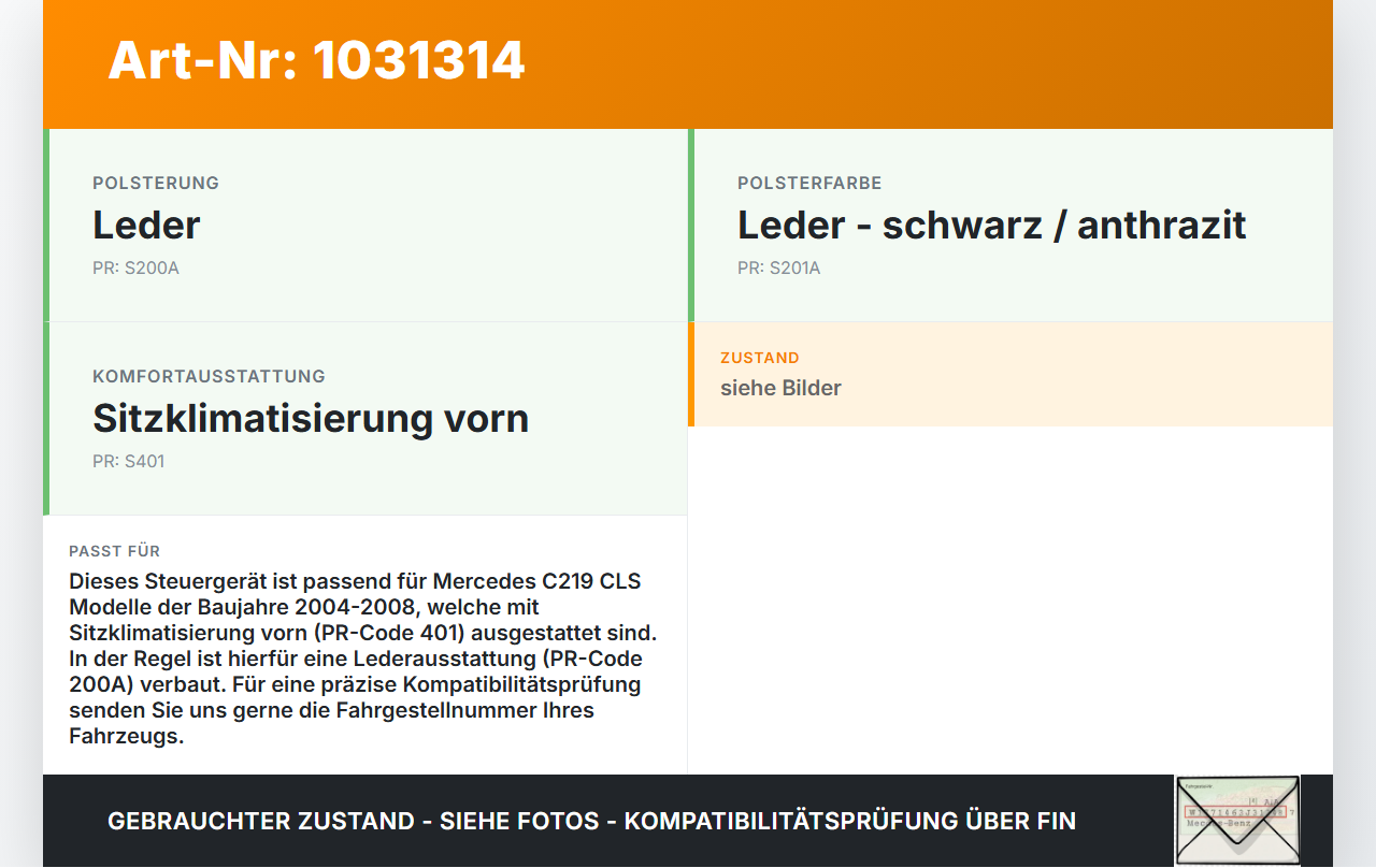 Mercedes C219 CLS 350 04-08 Steuergerät SG SHZ Sitzheizung Mercedes C219 CLS 350 04-08 09.12.2005 A2118702026... Vorschau 3