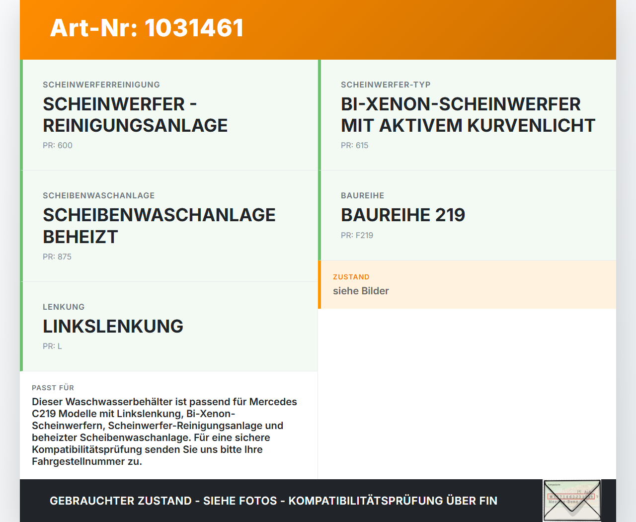 Mercedes C219 CLS 350 04-08 3,5 200KW Xenon Waschwasserbehälter Wasserbehälter Mercedes C219 CLS 350 04-08... Vorschau 3