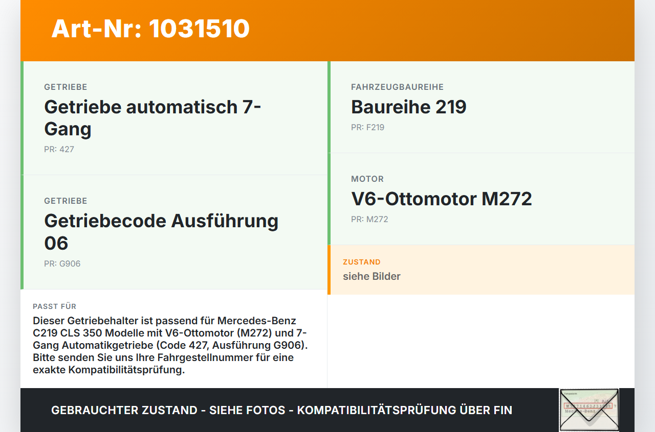 Mercedes C219 CLS 350 04-08 3,5 200KW Getriebehalter Träger Lager für Getriebe Mercedes C219 CLS 350 04-08... Vorschau 3