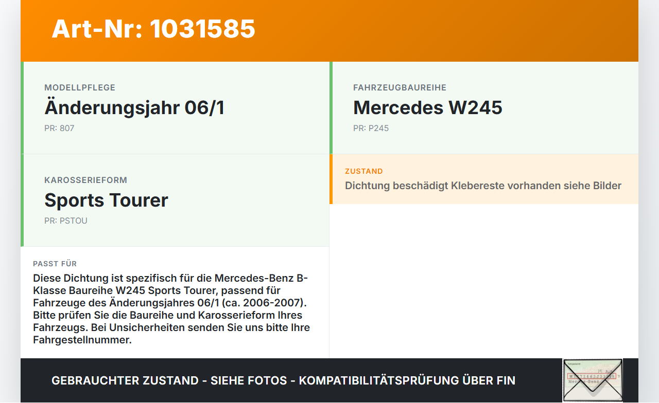 Mercedes W245 B200 05-08 Dichtung Rahmen für Heckklappe Kofferraum Mercedes W245 B200 05-08 27.09.2007 gebraucht Vorschau 3