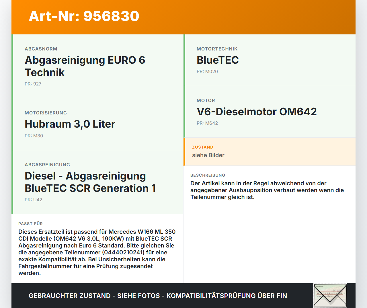 Mercedes W166 ML 350 11-15 CDI 3,0 190KW Injektor Dosierdüse Dosierpumpe für Harnstoff Additiv Mercedes W166 ML 350... Vorschau 3