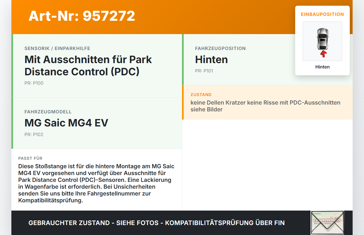 MG Saic MG4 EV Stoßstange Stoßfänger Hinten MG Saic MG4 EV 25.11.2022 gebraucht Vorschau 3