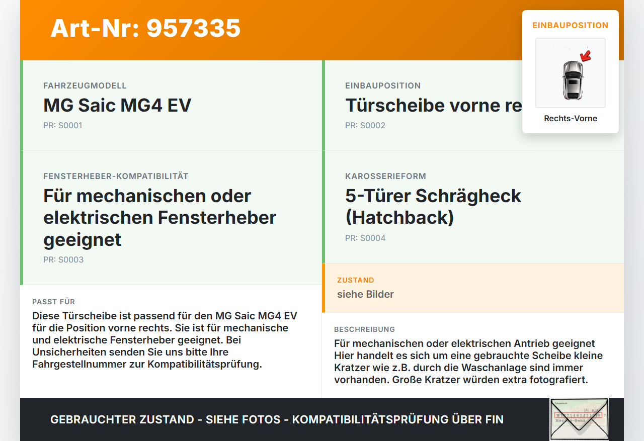 MG Saic MG4 EV Seitenscheibe RVK Türscheibe Rechts Vorne MG Saic MG4 EV 25.11.2022 gebraucht Vorschau 3