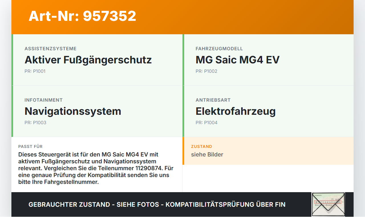 MG Saic MG4 EV Steuergerät ECU Modul Fußgängerschutz MG Saic MG4 EV 25.11.2022 11290874 gebraucht Vorschau 3