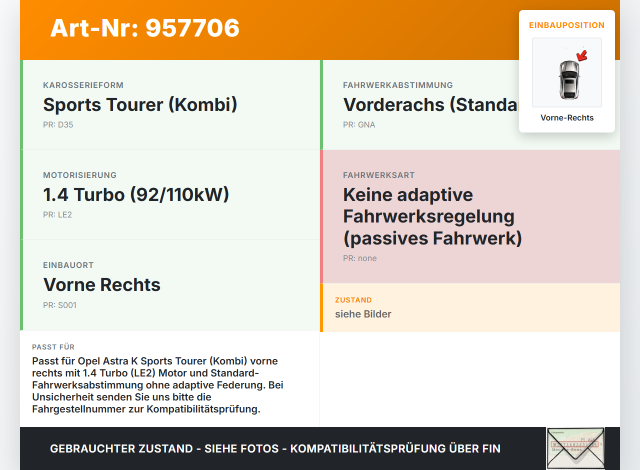 Opel Astra K B16 15-22 Kombi Stossdämpfer Federbein Vorne Rechts Opel Astra K B16 15-22 26.02.2018 39039564... Vorschau 3