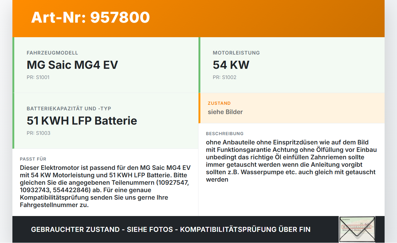 MG Saic MG4 EV EV  54KW Elektro Motor Triebwerk MG Saic MG4 EV 25.11.2022 10927547 10932743 554422846 gebraucht Vorschau 3