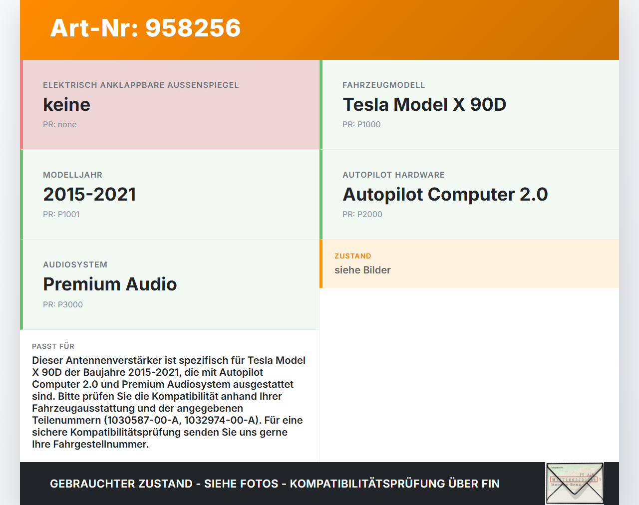 Tesla Model X 90D 15-21 Antennenverstärker Amplifier Weiche Antenne Tesla Model X 90D 15-21 19.05.2017 1030587-00-A... Vorschau 3