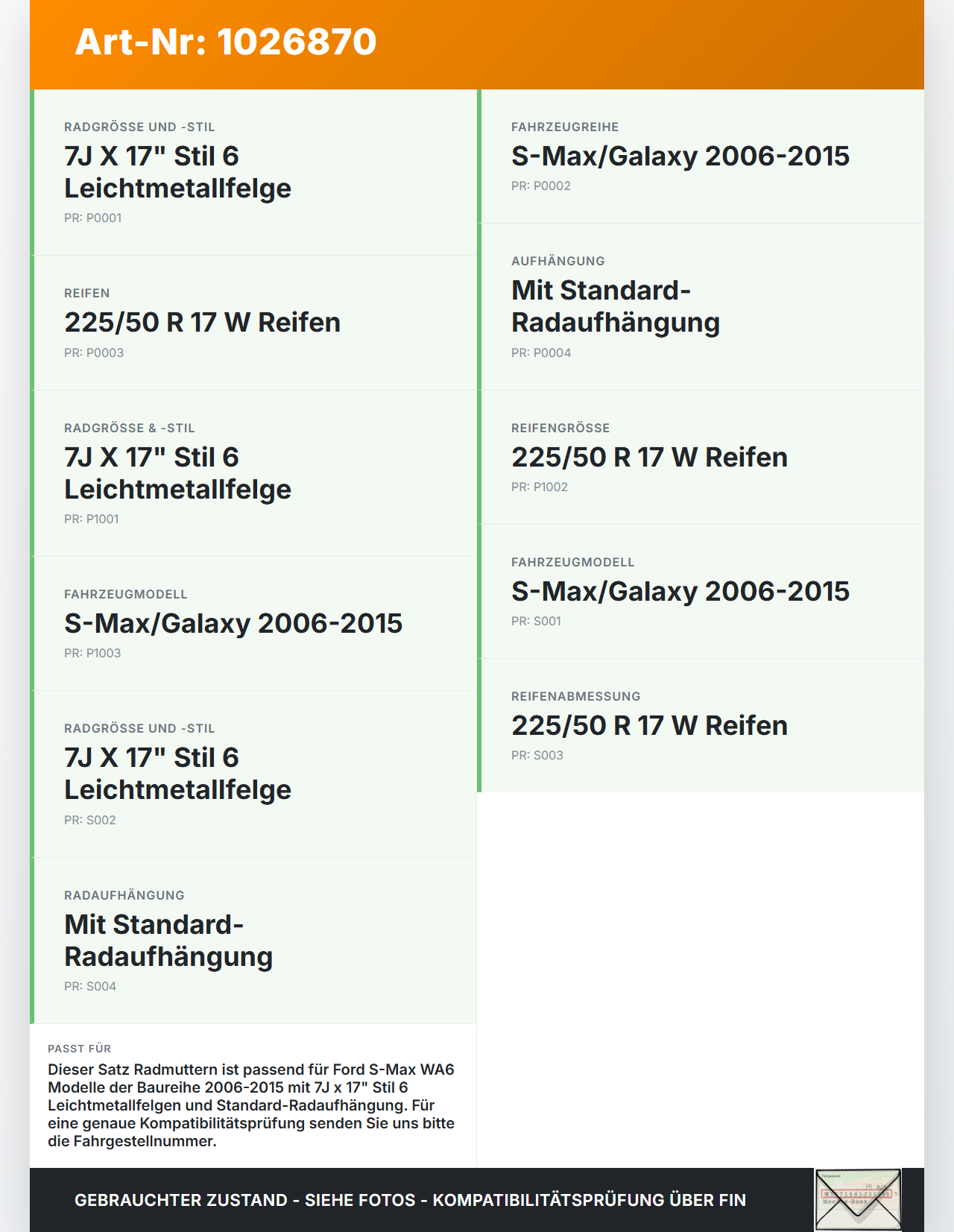 Ford S-Max WA6 06-10 Satz Radmuttern Radbolzen (20 Stück) Ford S-Max WA6 06-10 27.09.2006 gebraucht Vorschau 3