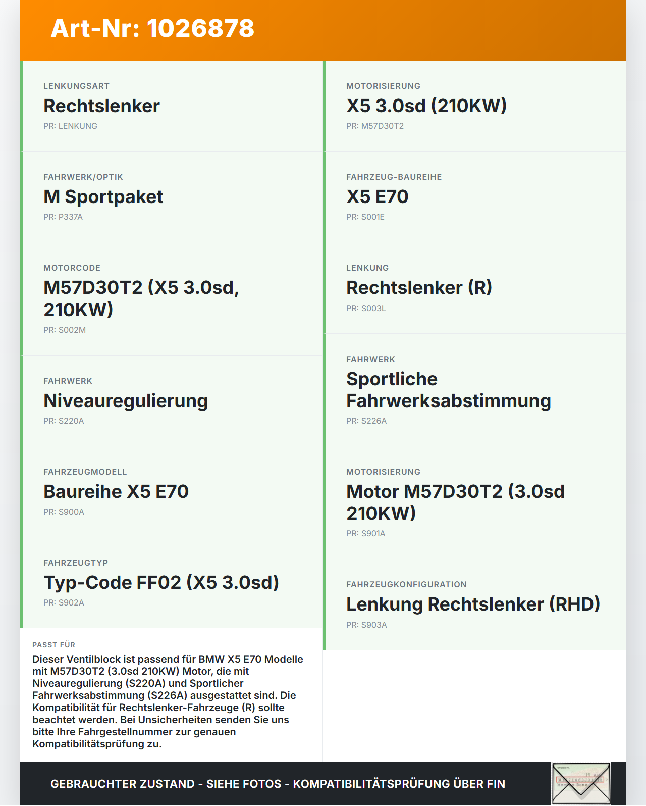 BMW X5 E70 07-10 3,0d 210KW Ventilblock Luftfederung Kompressor Hinterachse BMW X5 E70 07-10 07.10.2008 108670 gebraucht Vorschau 3