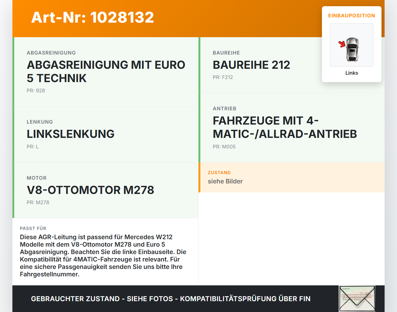 Mercedes E500 W212 09-13 4,7 300KW Abgasleitung AGR Rohr Leitung Links Mercedes E500 W212 09-13 06.12.2011... Vorschau 3