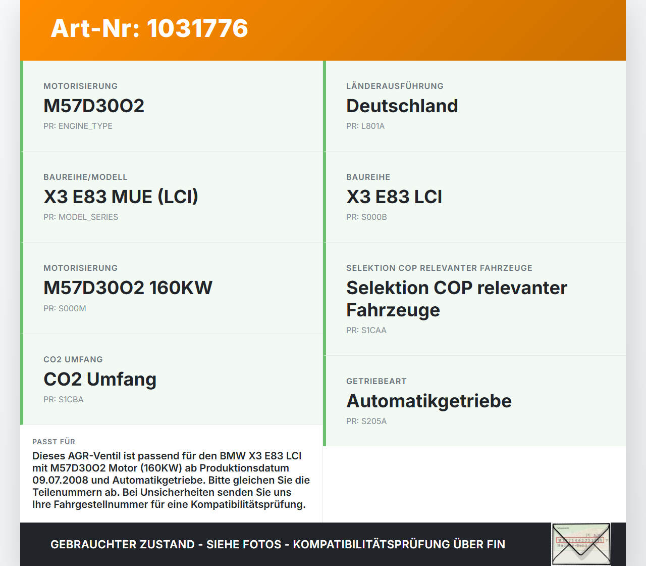 BMW X3 E83 LCI 06-10 3,0d 160KW M57D30O2 Abgasrückführventil EGR AGR Ventil BMW X3 E83 LCI 06-10 09.07.2008 7804382... Vorschau 3