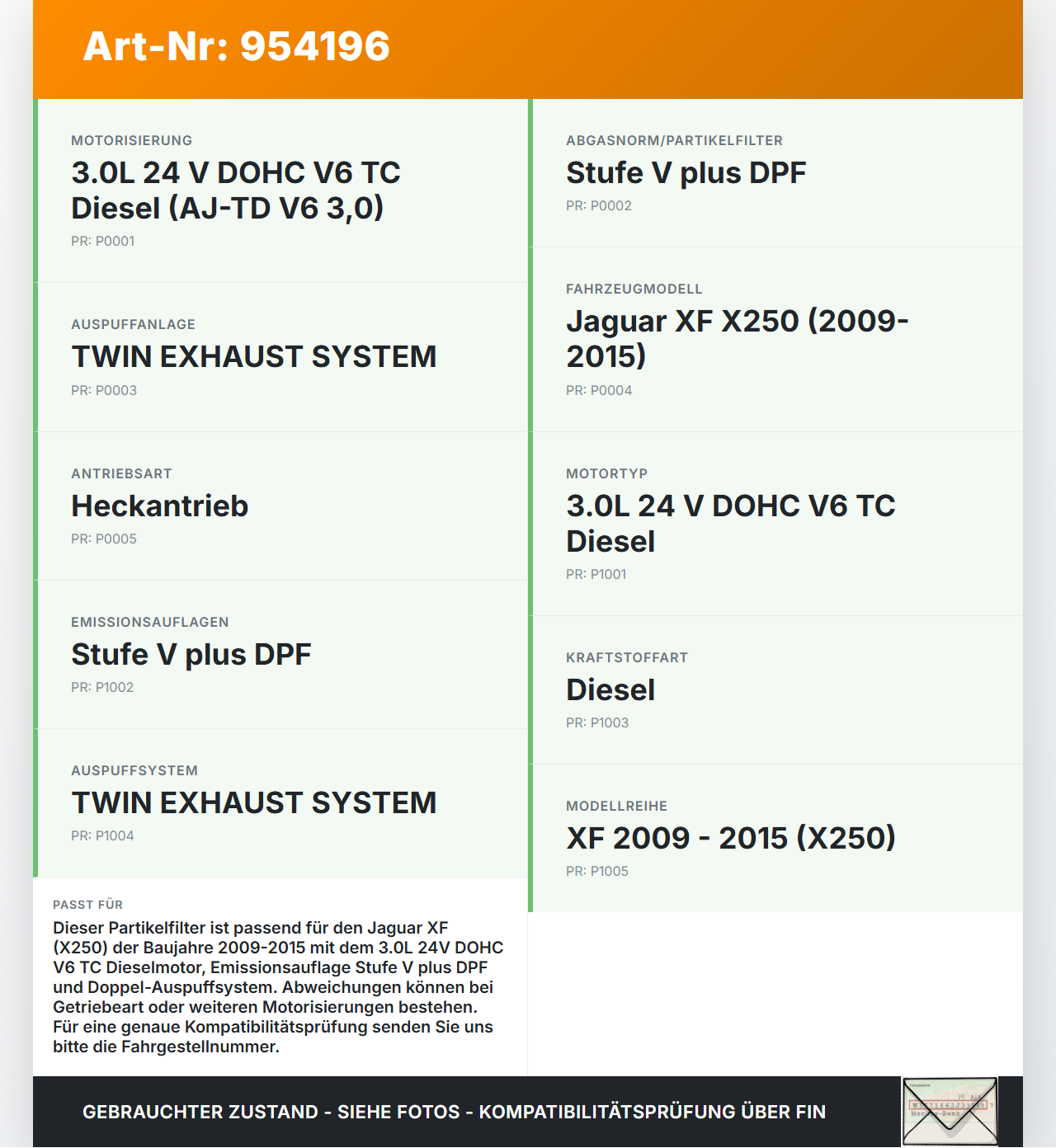 Jaguar XF X250 11-15 3,0D 202KW Partikelfilter Rußpartikelfilter Dieselpartikelfilter DPF Jaguar XF X250 11-15... Vorschau 3