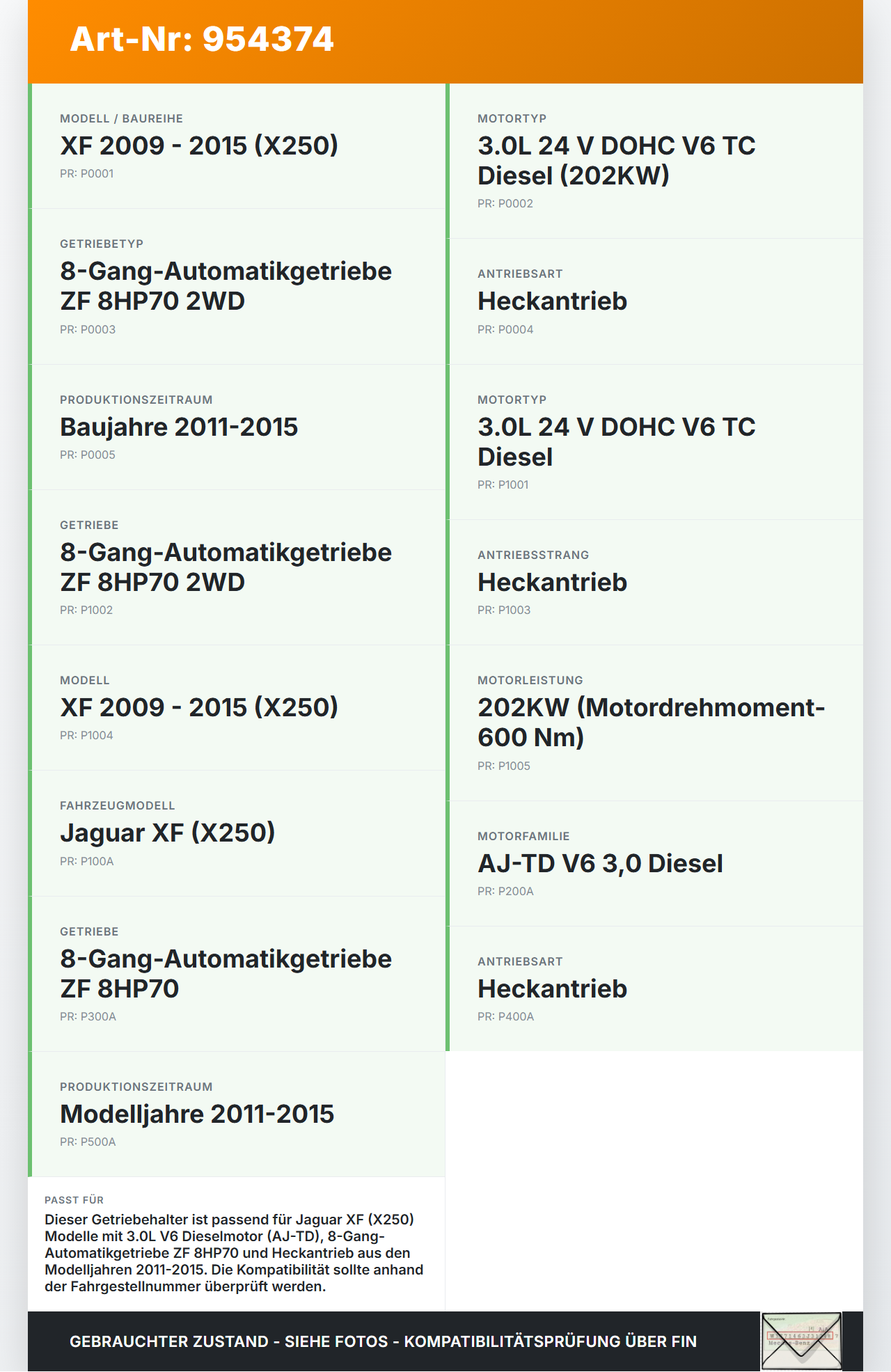 Jaguar XF X250 11-15 3,0D 202KW Getriebehalter Träger Lager für Getriebe Jaguar XF X250 11-15 13.04.2015 C2Z28466... Vorschau 3