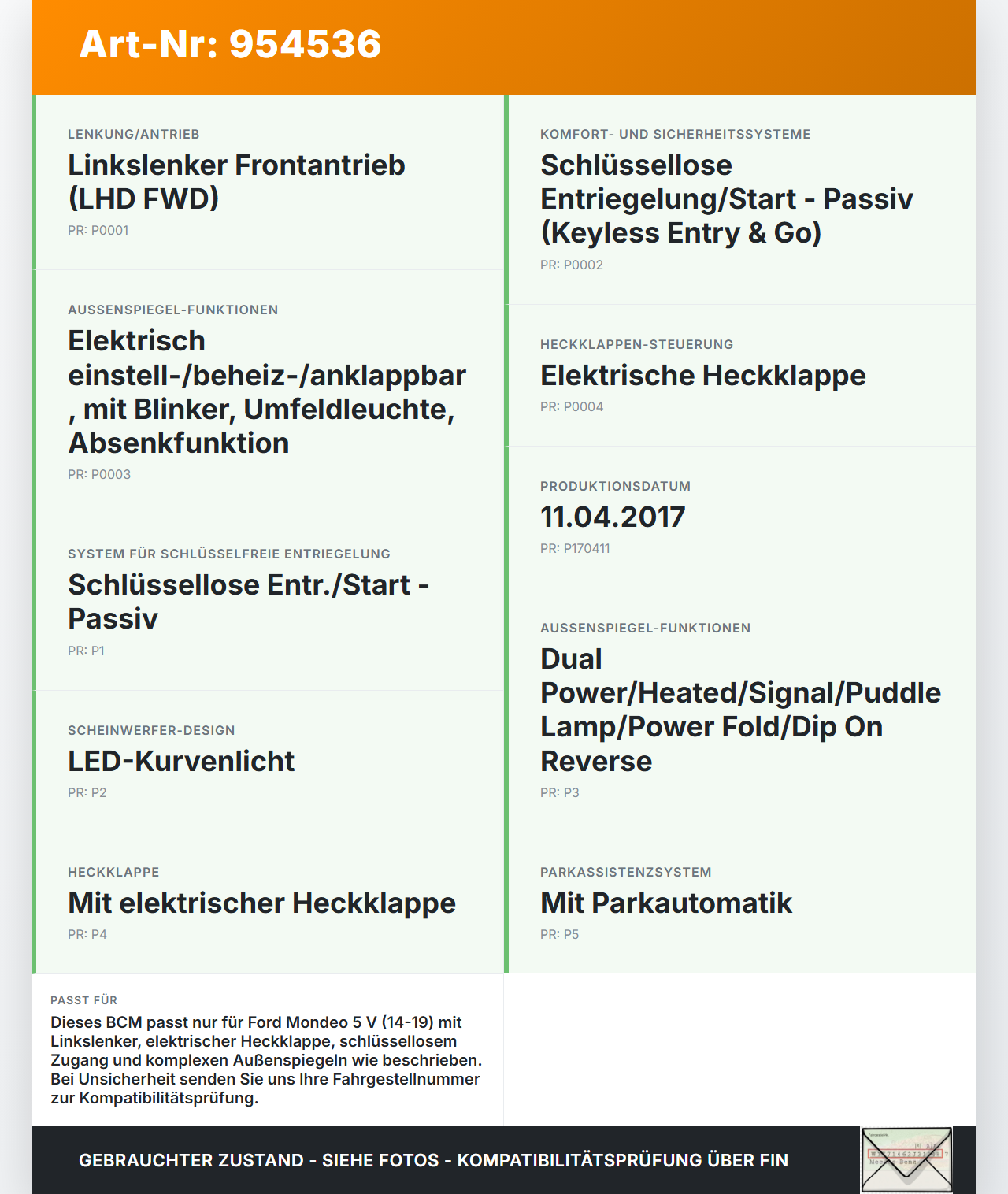 Ford Mondeo 5 V 14-19 Steuergerät ECU Modul SG BCM Body Control Ford Mondeo 5 V 14-19 24.04.2017 FG9T-14A067-EB... Vorschau 3