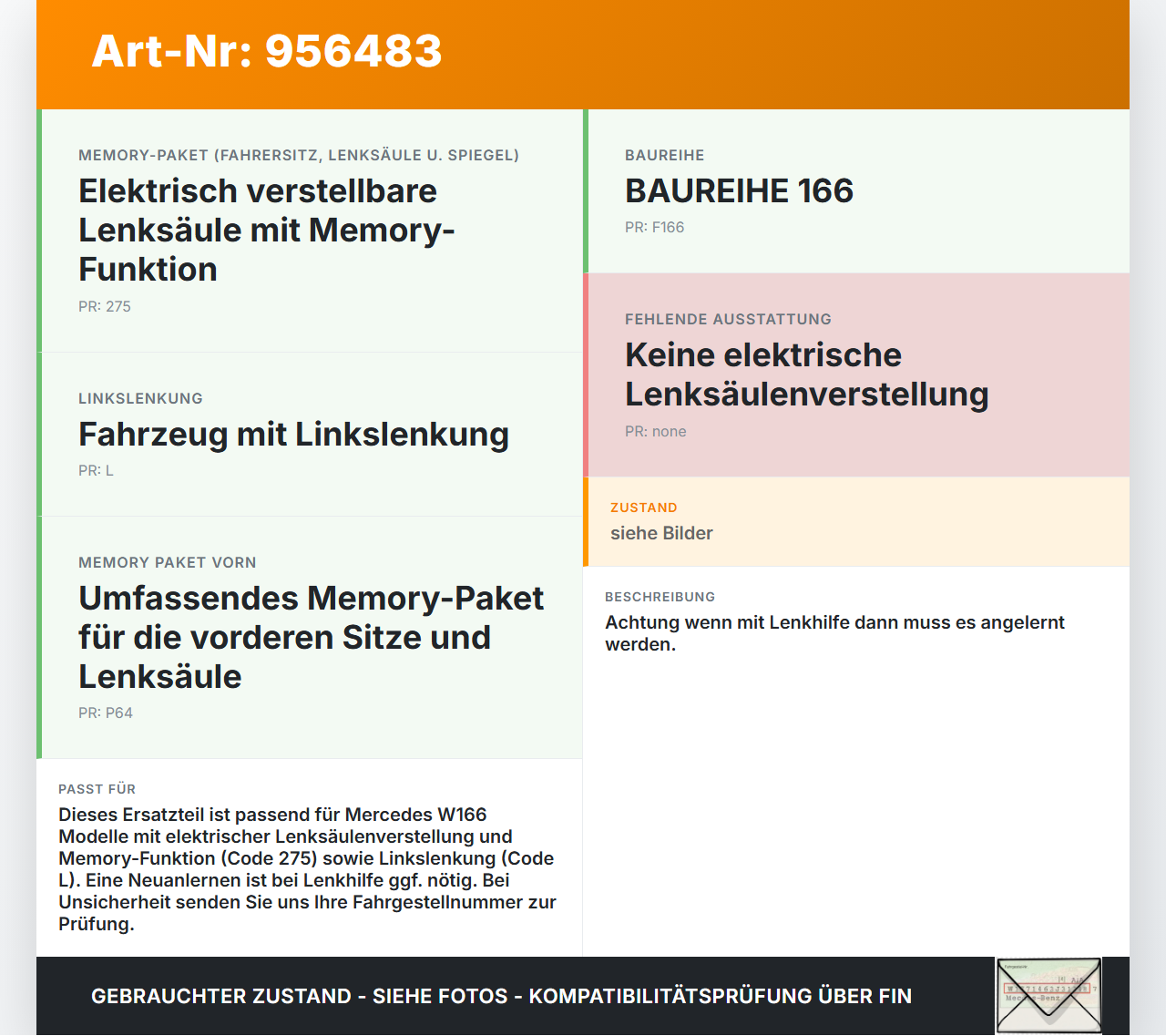 Mercedes W166 ML 350 11-15 Elektrische Verstellung Höhenverstellung Lenksäule Mercedes W166 ML 350 11-15 04.04.2012... Vorschau 3