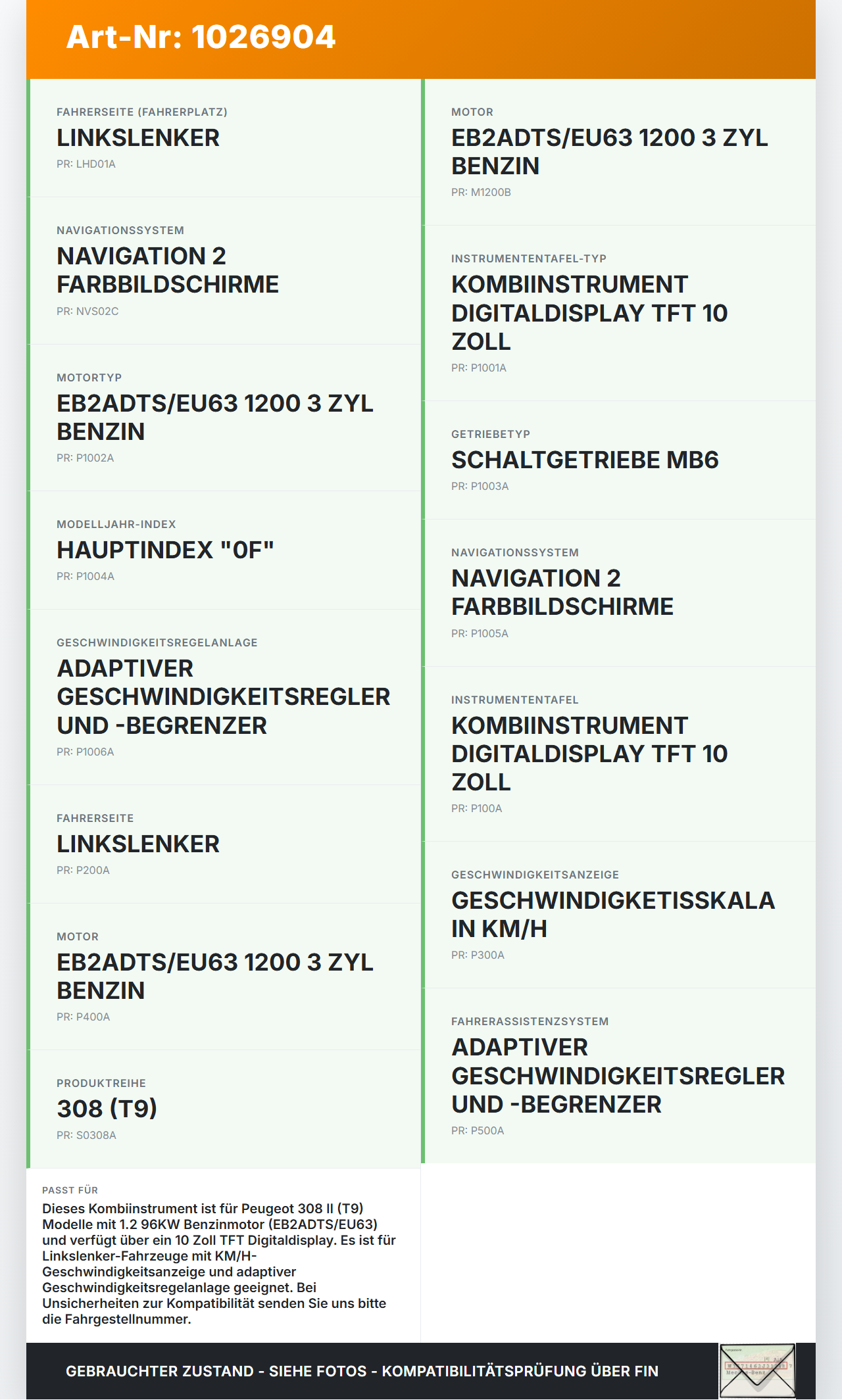 Peugeot 308 II 17-21 1,2 96KW Kombiinstrument Tacho Bordcomputer Display Peugeot 308 II 17-21 06.04.2021... Vorschau 3