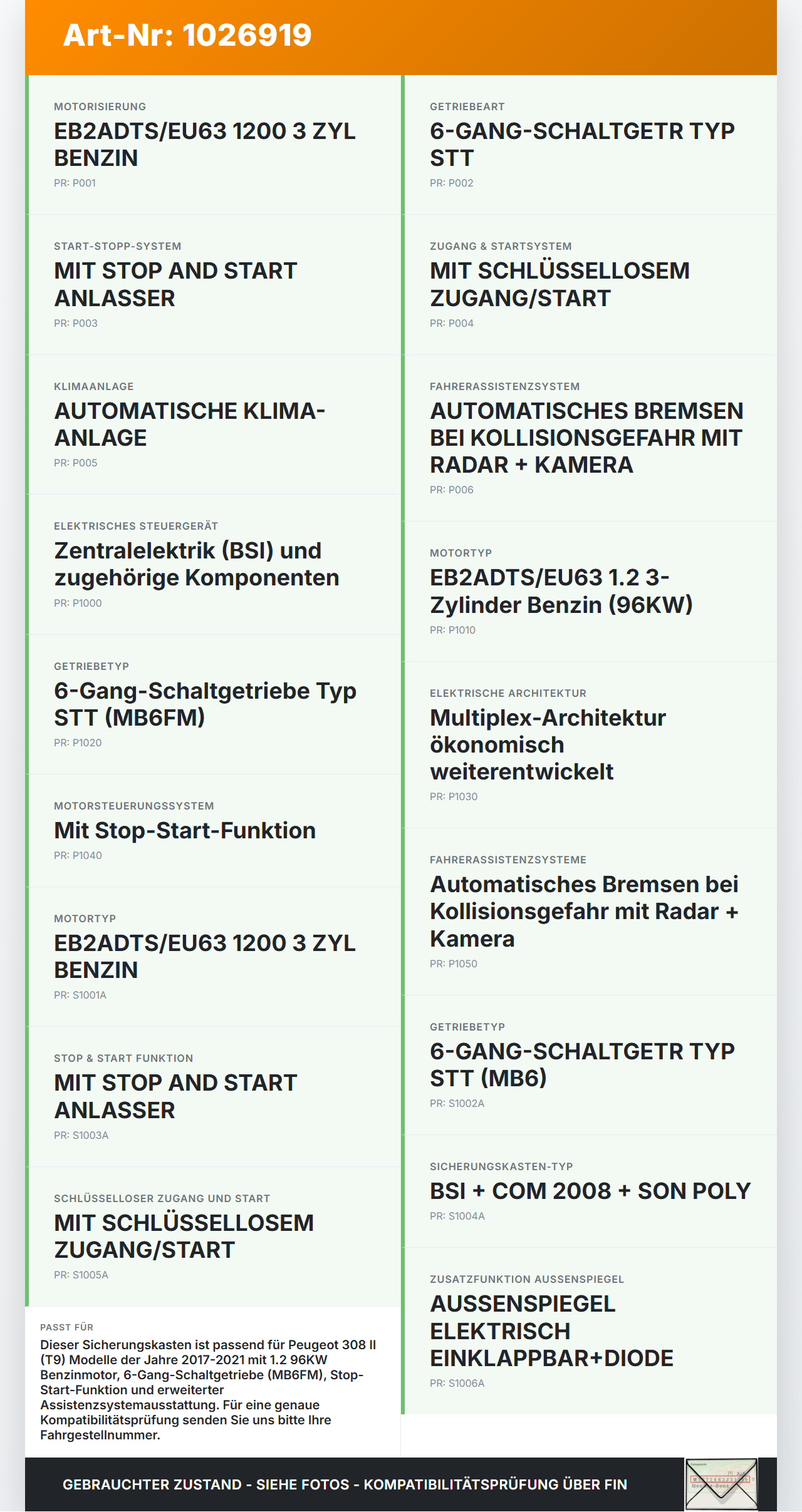 Peugeot 308 II 17-21 1,2 96KW Sicherungskasten Zentralelektrik Peugeot 308 II 17-21 06.04.2021 9832880680-00 gebraucht Vorschau 3
