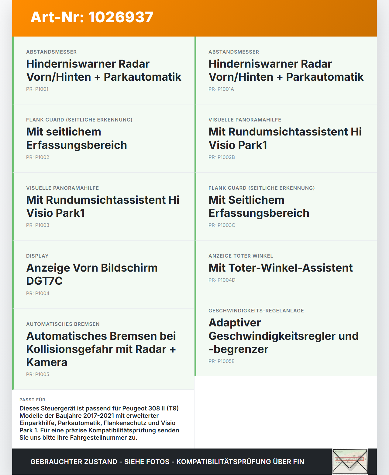 Peugeot 308 II 17-21 Steuergerät ECU Modul PDC Einparkhilfe Peugeot 308 II 17-21 06.04.2021 0263004802 9811742080... Vorschau 3