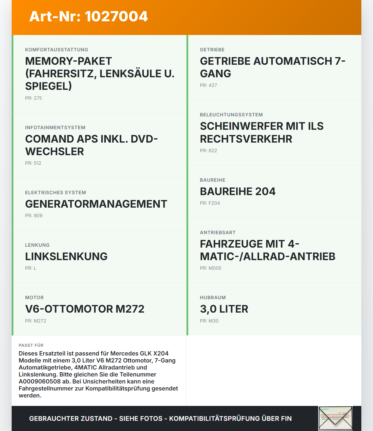 Mercedes GLK 300 X204 08-12 3,0 170KW Sicherungskasten Zentralelektrik Mercedes GLK 300 X204 08-12 30.06.2009... Vorschau 3